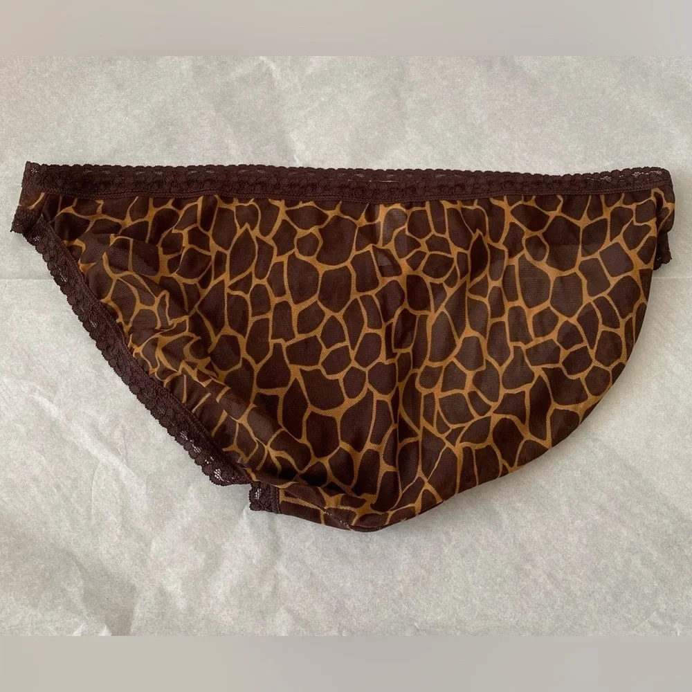 Old Navy Animal Print Mesh Lace Trim Bikini Size Large